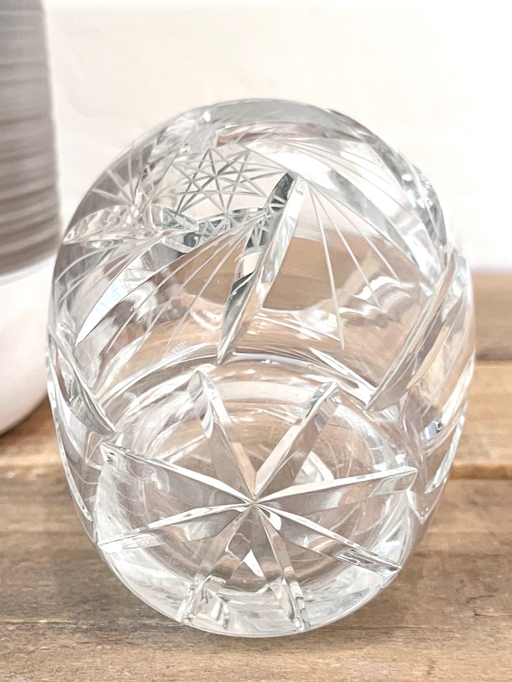 Vintage Hand Cut Lead Crystal Rose Bowl Vase Pinwheel Starburst Heavy - Picture 5 of 5